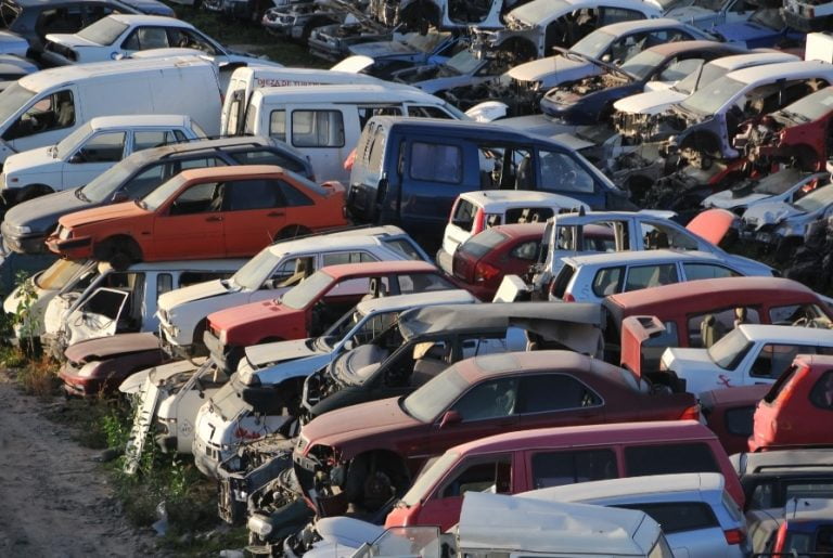 Car sustained non-repairable damage end up in scrape yard.